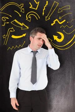 Composite image of man with headache Stock Illustration