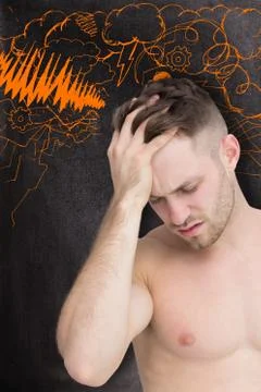 Composite image of man with headache Stock Illustration
