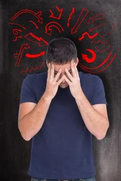 Composite image of man with headache Stock Illustration