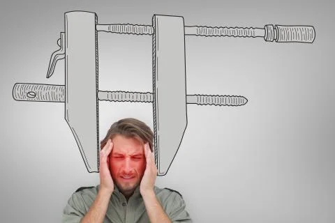 Composite image of man with headache Stock Illustration