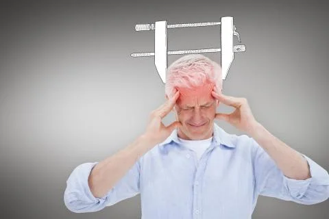 Composite image of man with headache Stock Illustration