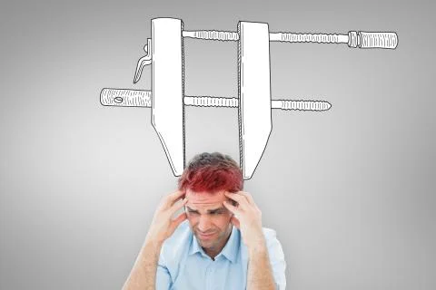 Composite image of man with headache Stock Illustration