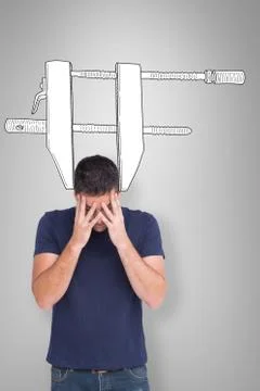 Composite image of man with headache Stock Illustration