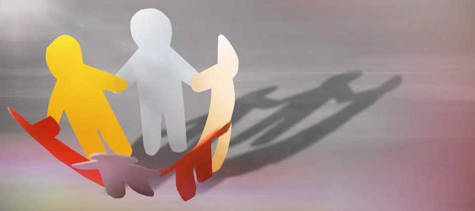 Composite image of man holding hands in circle Illustrazione stock