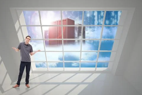 Composite image of man shrugging his shoulders Ilustración de archivo