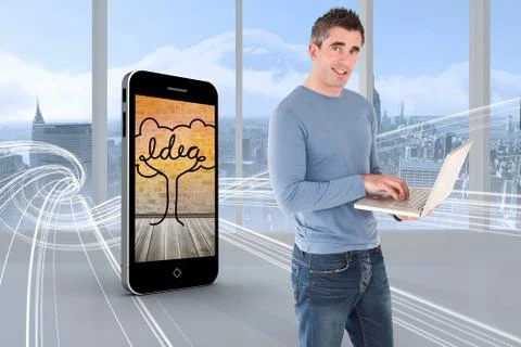 Composite image of man using a laptop Stock Illustration