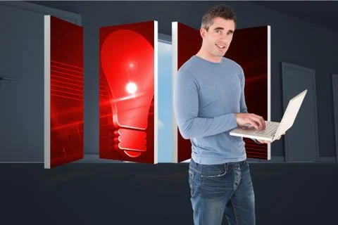 Composite image of man using a laptop Stock Illustration