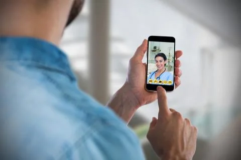 Composite image of man using mobile phone Stock Photos