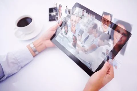 Composite image of man using tablet pc Stock Illustration