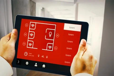 Composite image of man using tablet pc Stock Illustration