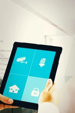 Composite image of man using tablet pc Stock Illustration