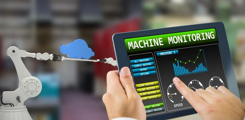 Composite image of man using tablet pc Stock Photos