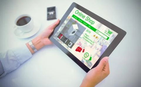Composite image of man using tablet pc Stock Photos