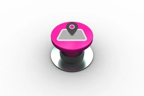 Composite image of map marker graphic on button 스톡 일러스트