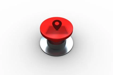 Composite image of map marker graphic on button 스톡 일러스트