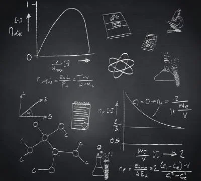 Composite image of math and science doodles Illustrazione stock