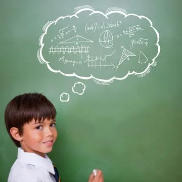 Composite image of math in thought bubble Stock Illustration