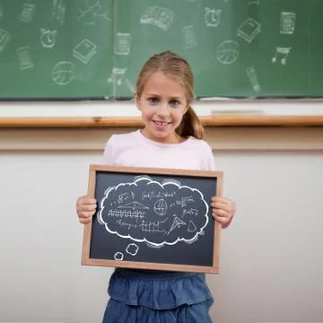 Composite image of math in thought bubble Illustrazione stock