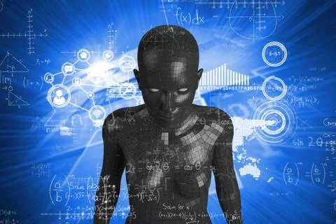 Composite image of maths over black background Stock Illustration