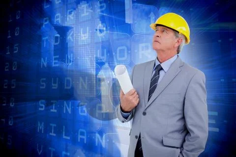 Composite image of mature architect taking a close look Stock-Illustration
