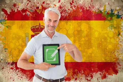 Composite image of mature student showing tablet pc Stock-Illustration