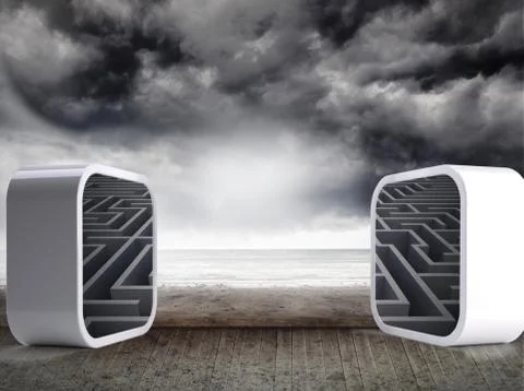 Composite image of maze on abstract screen Illustrazione stock