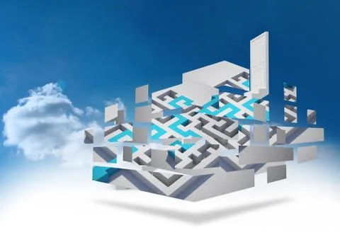 Composite image of maze and arrow on abstract screen 스톡 일러스트