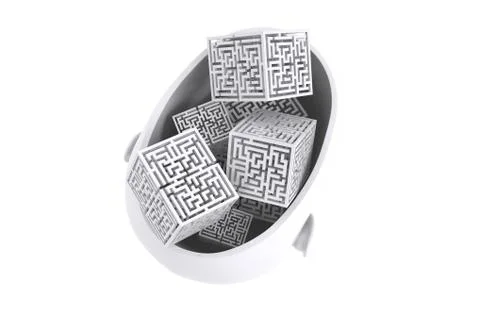 Composite image of maze brain in head 스톡 일러스트