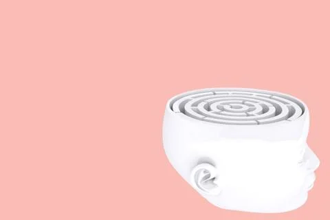 Composite image of maze brain in head Stock Illustration