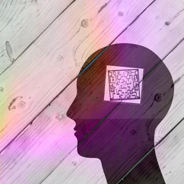 Composite image of maze brain in head Ilustración de archivo