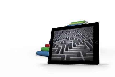 Composite image of maze on tablet screen 库存插图