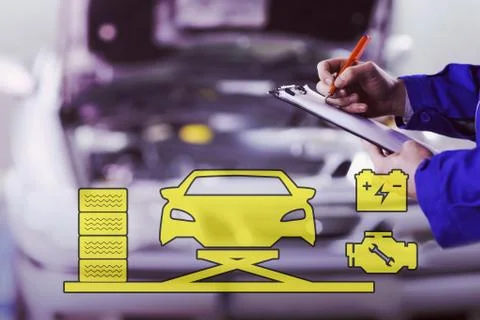 Composite image of mechanic graphic Stock Photos