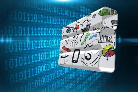 Composite image of media device brainstorm on abstract screen Illustrazione stock