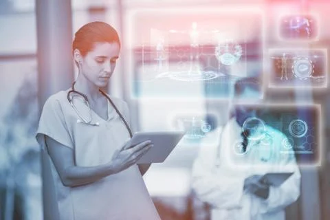 Composite image of medical interface in blue and black 3d Fotos Stock