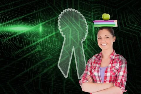 Composite image of merit badge and student Stock Illustration