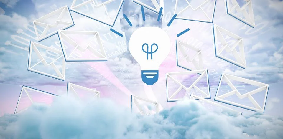 Composite image of message symbol around the light bulb sign Stock Illustration