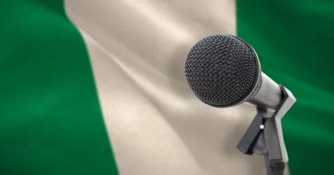 Composite image of microphone with stand Stock Photos