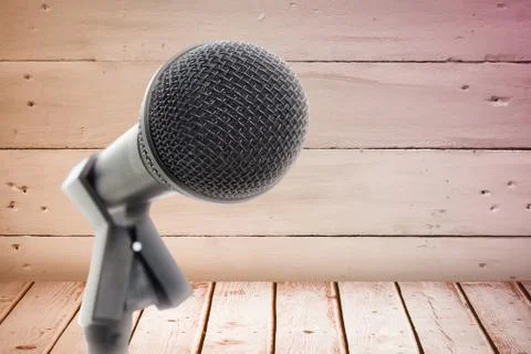 Composite image of microphone with stand Stock Photos