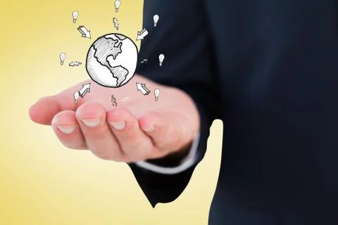 Composite image of mid section of a businessman with hands out Illustrazione stock