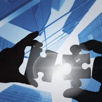 Composite image of mid section of a businessman in suit with hands out Stock Illustration