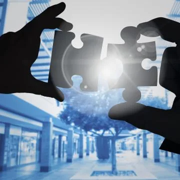 Composite image of mid section of a businessman in suit with hands out Stock Illustration