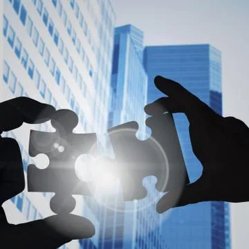 Composite image of mid section of a businessman in suit with hands out Stock Illustration