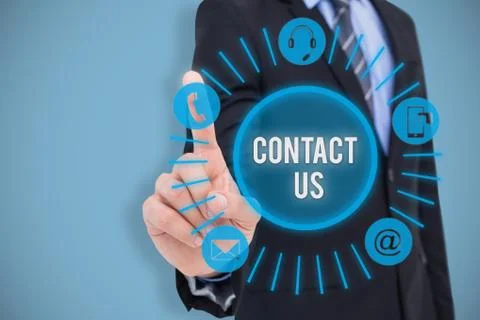 Composite image of mid section of businessman pointing something up Stock Illustration