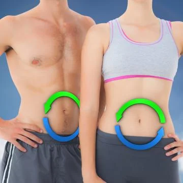 Composite image of mid section of a fit young couple Stock Illustration