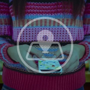 Composite image of mid section of a hipster woman using her smartphone Stock Illustration