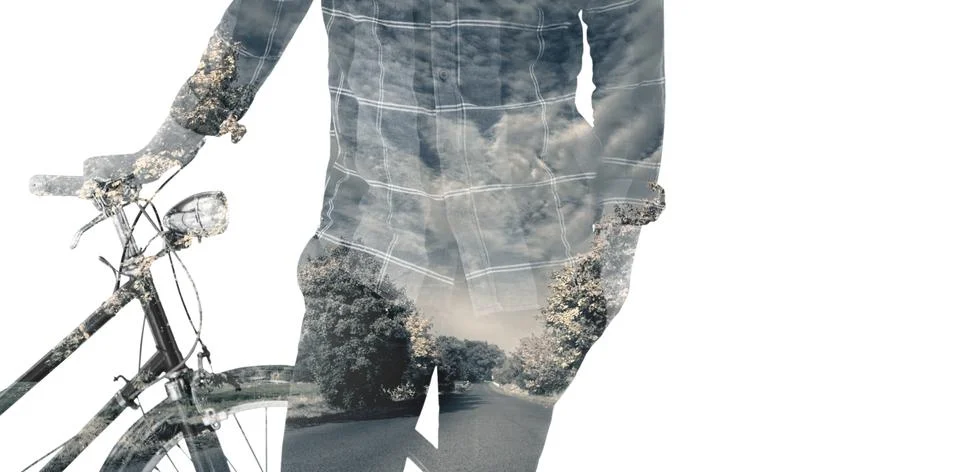 Composite image of mid section of hipster with bicycle 스톡 일러스트