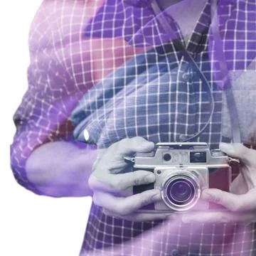 Composite image of mid section of man using camera Stock Illustration