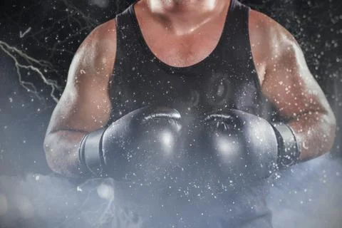 Composite image of mid section of muscular boxer Stock Photos