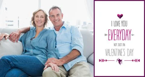 Composite image of middle aged couple relaxing on the couch Stock Illustration