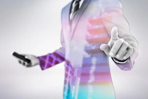 Composite image of midsection of businessman using futuristic digital screen 3d Foto stock